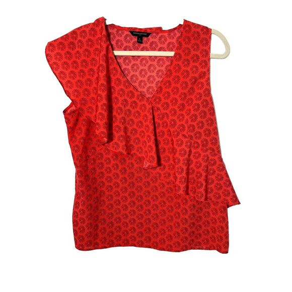 Banana Republic Asymmetrical Ruffle Size Large Womens Tank Top Blouse Coral - Picture 1 of 9